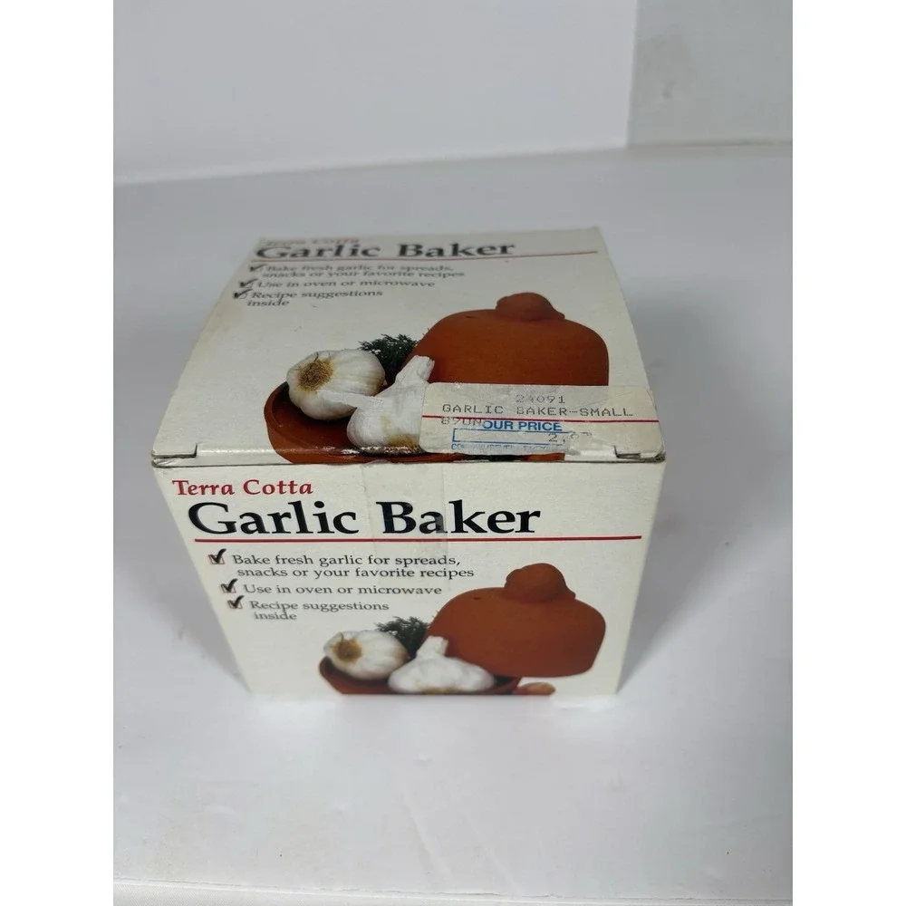 Terra Cotta Garlic Baker Roaster Oven With Lid Dish Small
